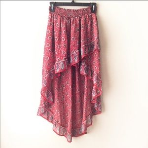Forever 21 High low skirt red boho paisley